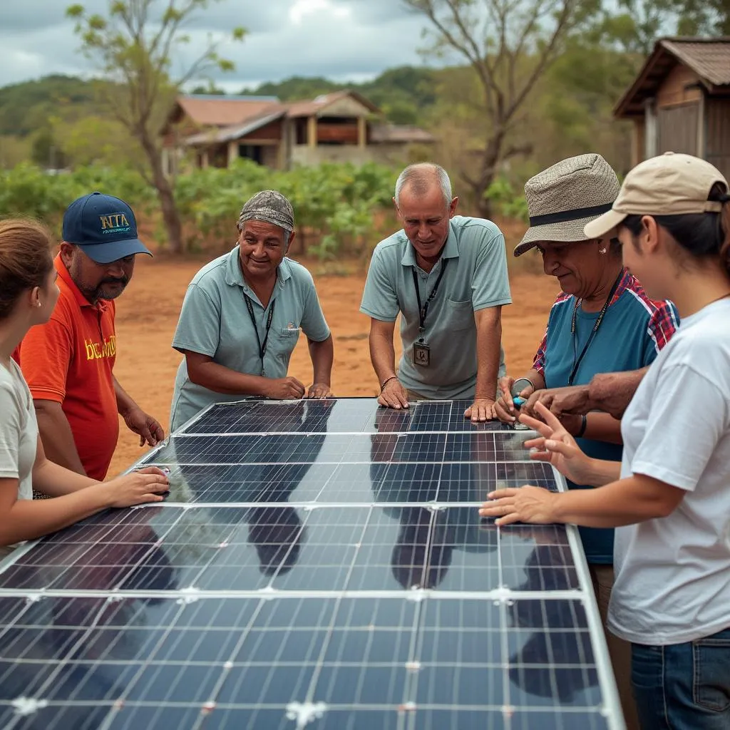 Membros da equipe Energia Brasil em projeto comunitário